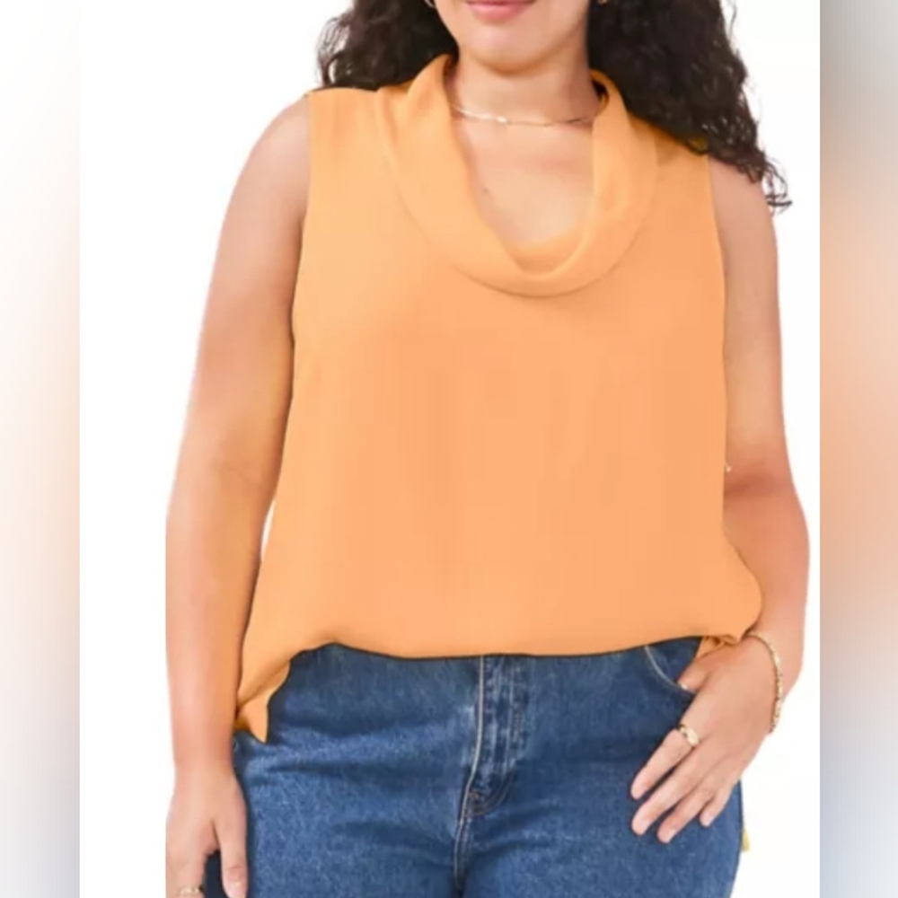 Vince Camuto Tangerine Cowl Neck Sleeveless Blouse | Size 1X
